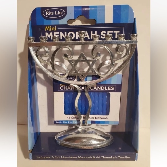 ❤️ 🆕 JEWISH HOLIDAY CHANUKAH HANUKKAH MINI SILVER TONE MENORAH CANDLE HOLDER - Picture 4 of 6